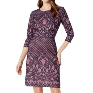 NWT Gabby Skye Women's Elbow-Sleeve Mock-neck Lace Fit-and-Flare DressSize 8